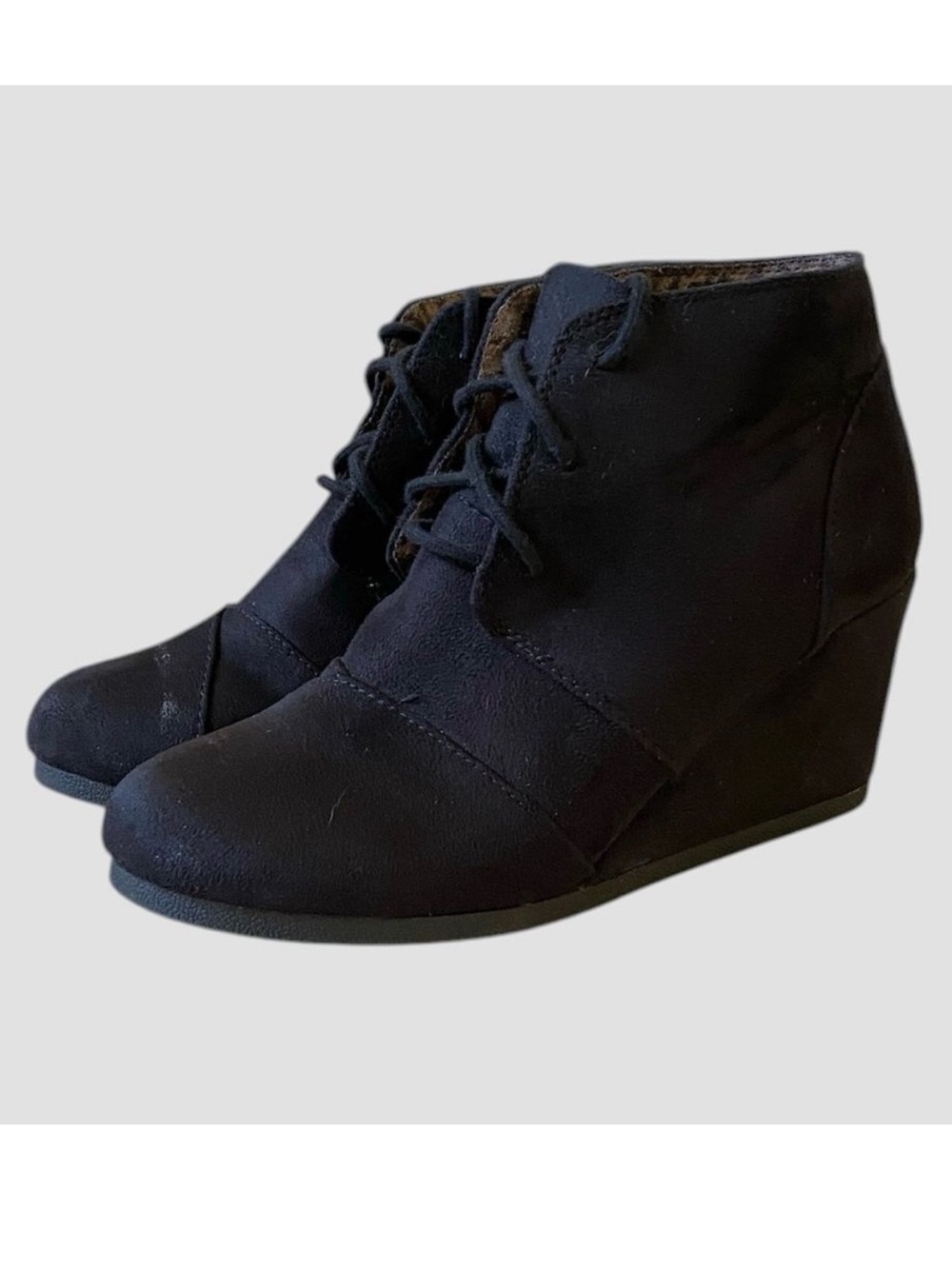 CityClassified Rex-S Wedge Heel Ankle Bootie Women's Size S Black Lace-Up Casual